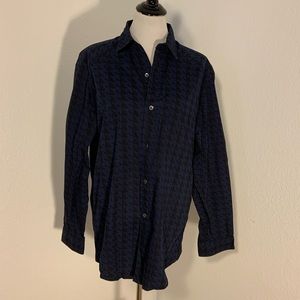 EUC Calvin Klein Men’s Blue & Black 100% Cotton Button Down Shirt -Size Large